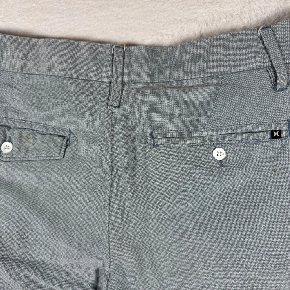 Hurley Walk Shorts Mens 28 Gray Chambray Flat Front Textured‎ Casual Chino Beach